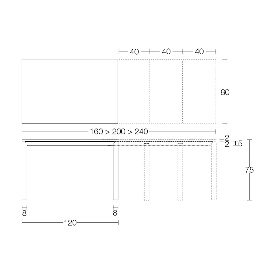Extendable Table 310 cm with Laminate Top and Metal Base - Spilla Viadurini