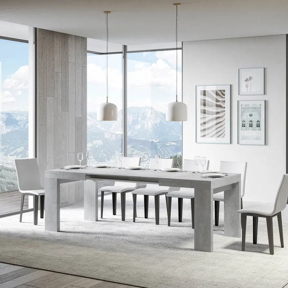 Extendable Table to 440 cm in Made in Italy Wooden Microparticles - Tree Viadurini