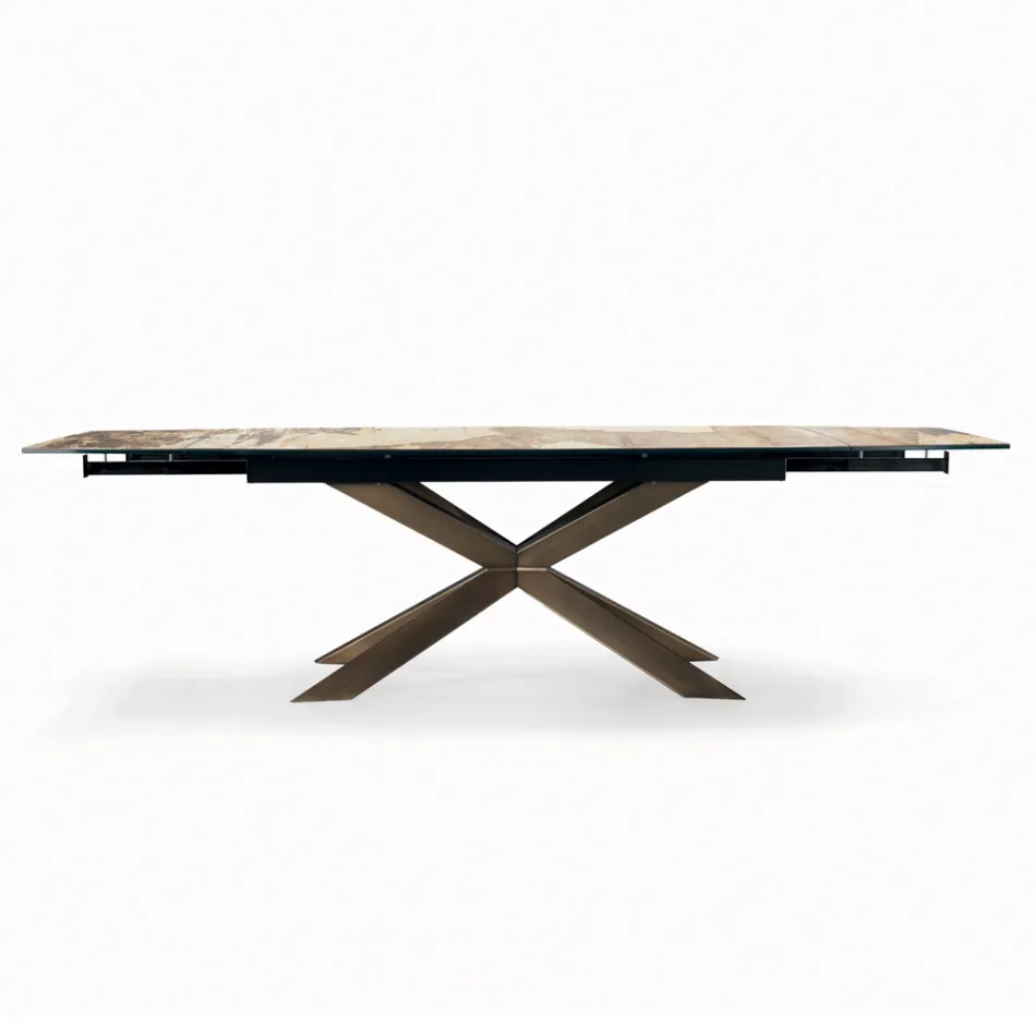 Extendable Barrel-shaped Table with Integrated Extensions Made in Italy - Grotta Viadurini