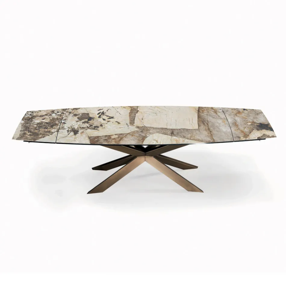 Extendable Barrel-shaped Table with Integrated Extensions Made in Italy - Grotta Viadurini