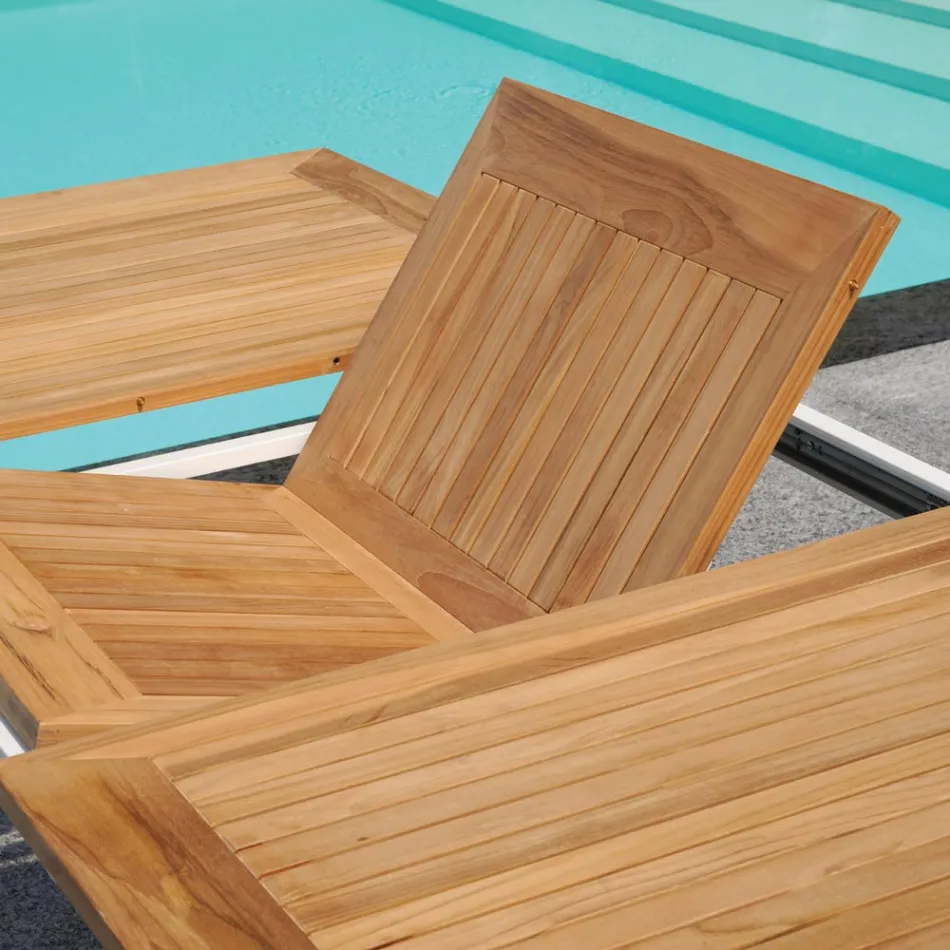 Extendable Butterfly Table to 210 cm in Aluminium and Teak Top - Incanto Viadurini