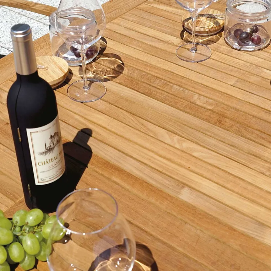 Extendable Butterfly Table to 210 cm in Aluminium and Teak Top - Incanto Viadurini