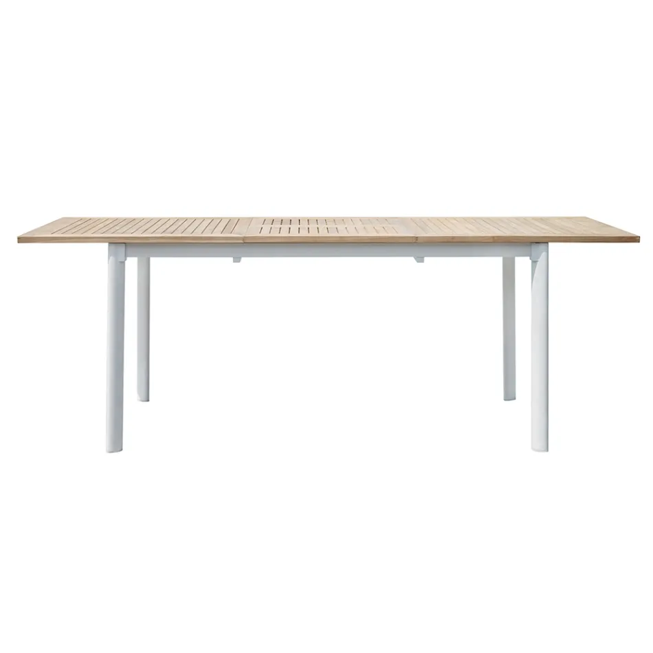 Extendable Butterfly Table to 210 cm in Aluminium and Teak Top - Incanto Viadurini