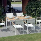 Extendable Butterfly Table to 210 cm in Aluminium and Teak Top - Incanto Viadurini