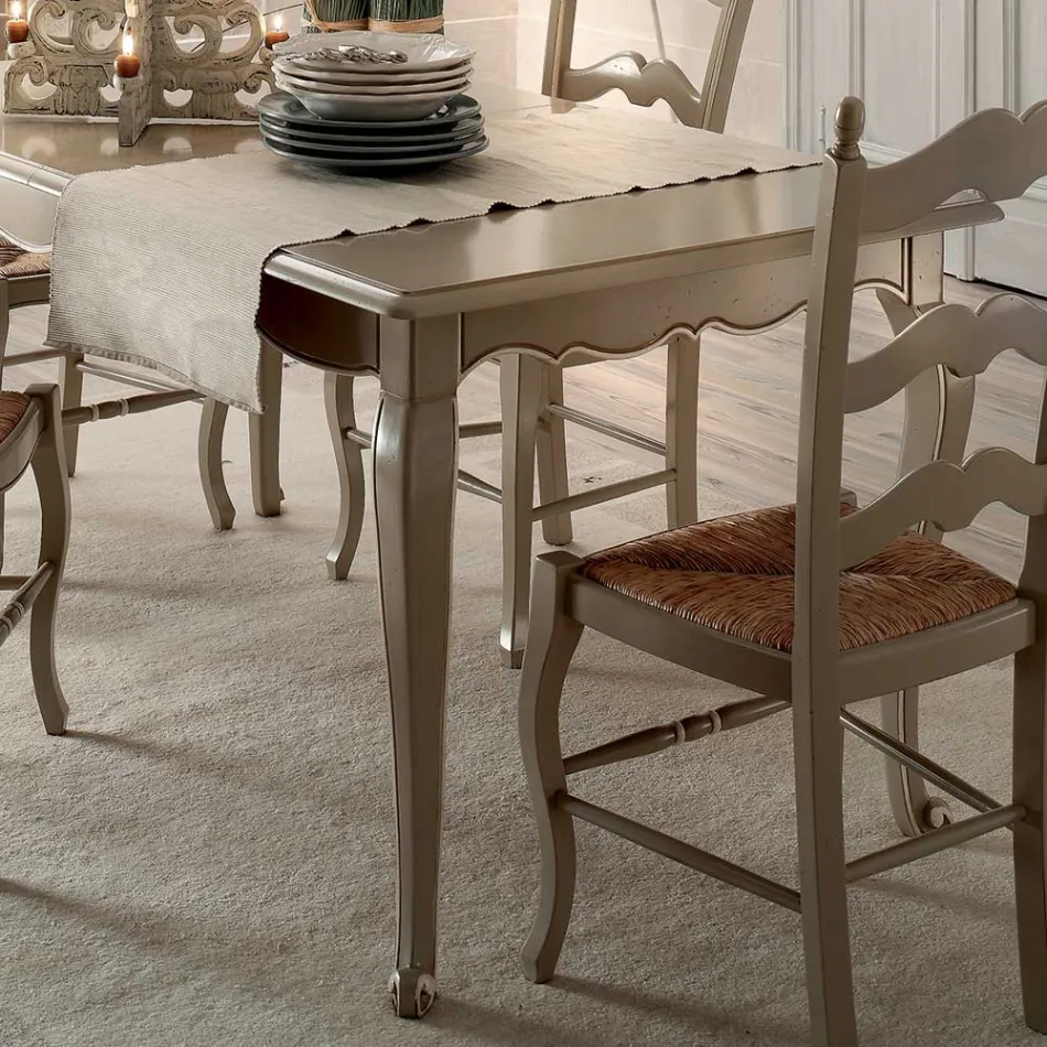 Extendable Table with 4 Chairs in Light Dove Grey Made in Italy - Celestino Viadurini