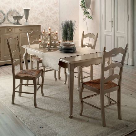 Extendable Table with 4 Chairs in Light Dove Grey Made in Italy - Celestino Viadurini