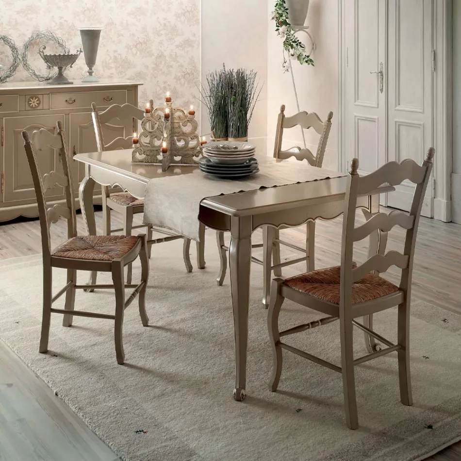 Extendable Table with 4 Chairs in Light Dove Grey Made in Italy - Celestino Viadurini