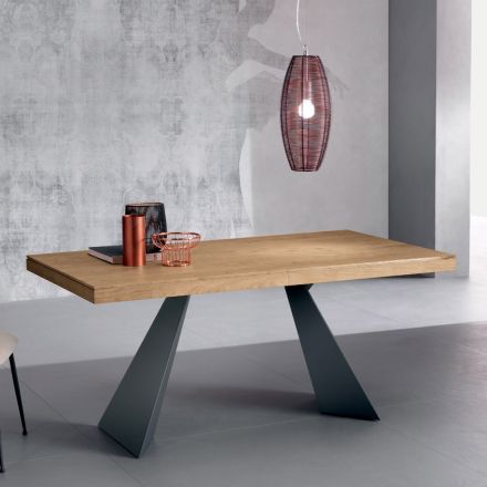 Extendable Table with Central Extension in Veneered Wood - Aperol Viadurini