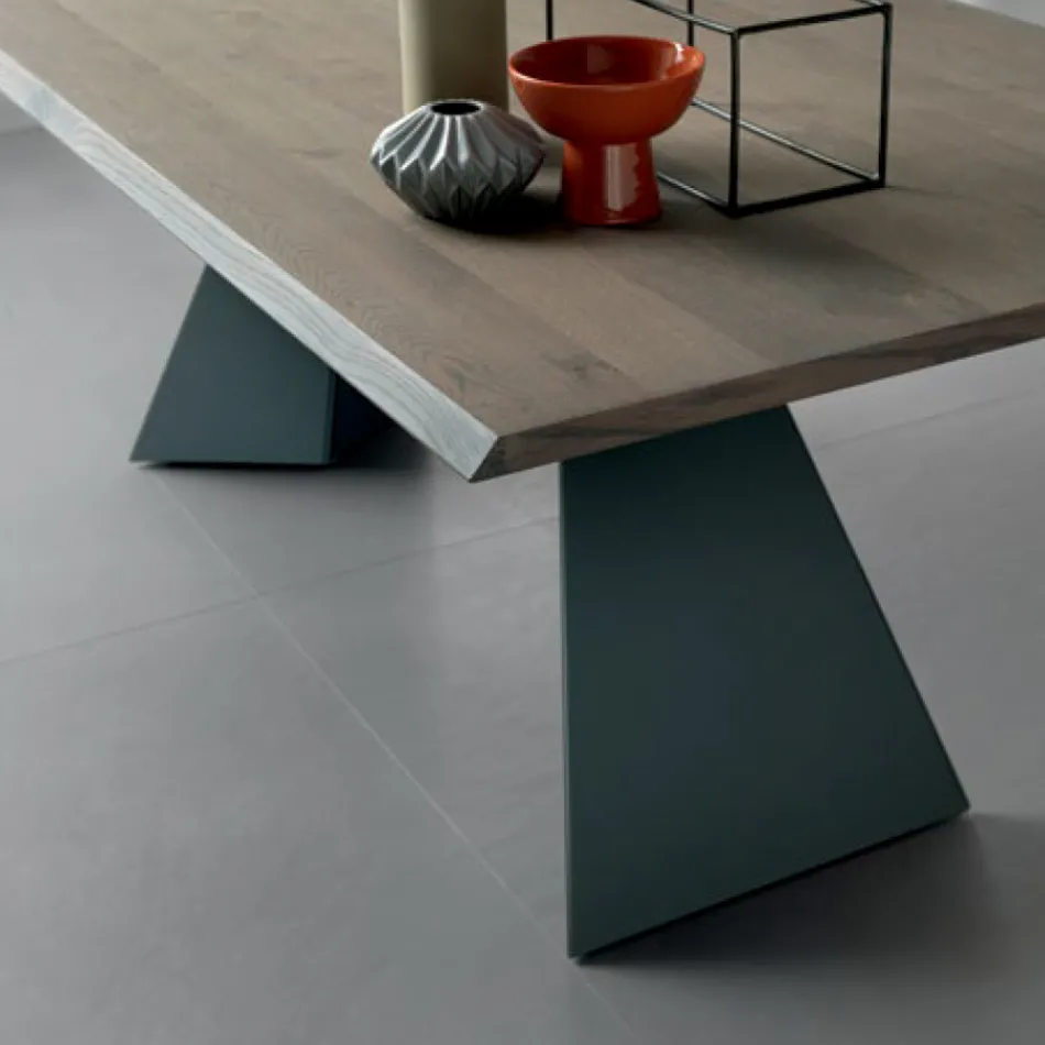 Extendable Table with Side Extension in Veneered Wood - Aperol Viadurini