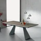 Extendable Table with Side Extension in Veneered Wood - Aperol Viadurini