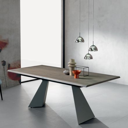 Extendable Table with Side Extension in Veneered Wood - Aperol Viadurini