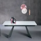 Extendable Table with Side Extension in Milk Glass - Aperol Viadurini