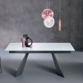 Extendable Table with Side Extension in Milk Glass - Aperol