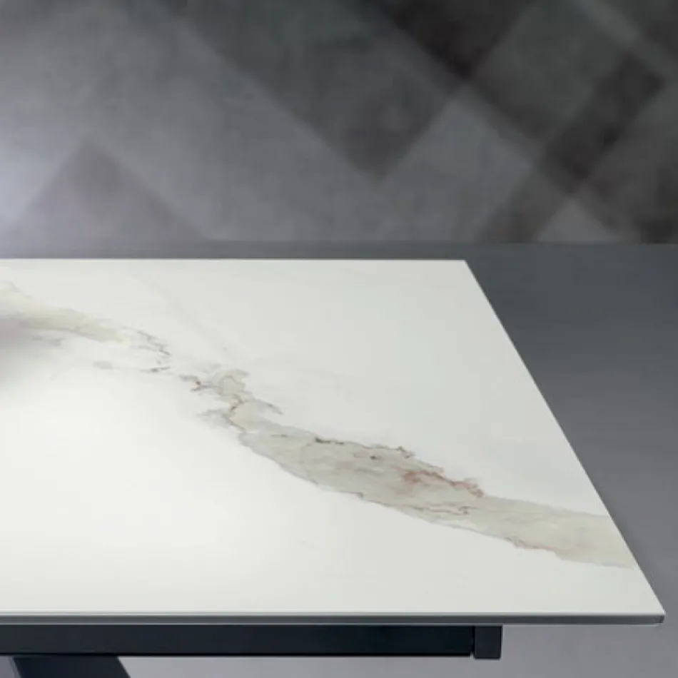 Extendable Table with Side Extension in Glass Ceramic - Aperol Viadurini