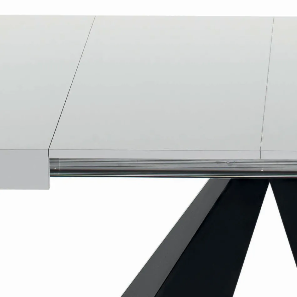 Extendable Table with Central Opening and Folding Edge Made in Italy - Dalmatian Viadurini
