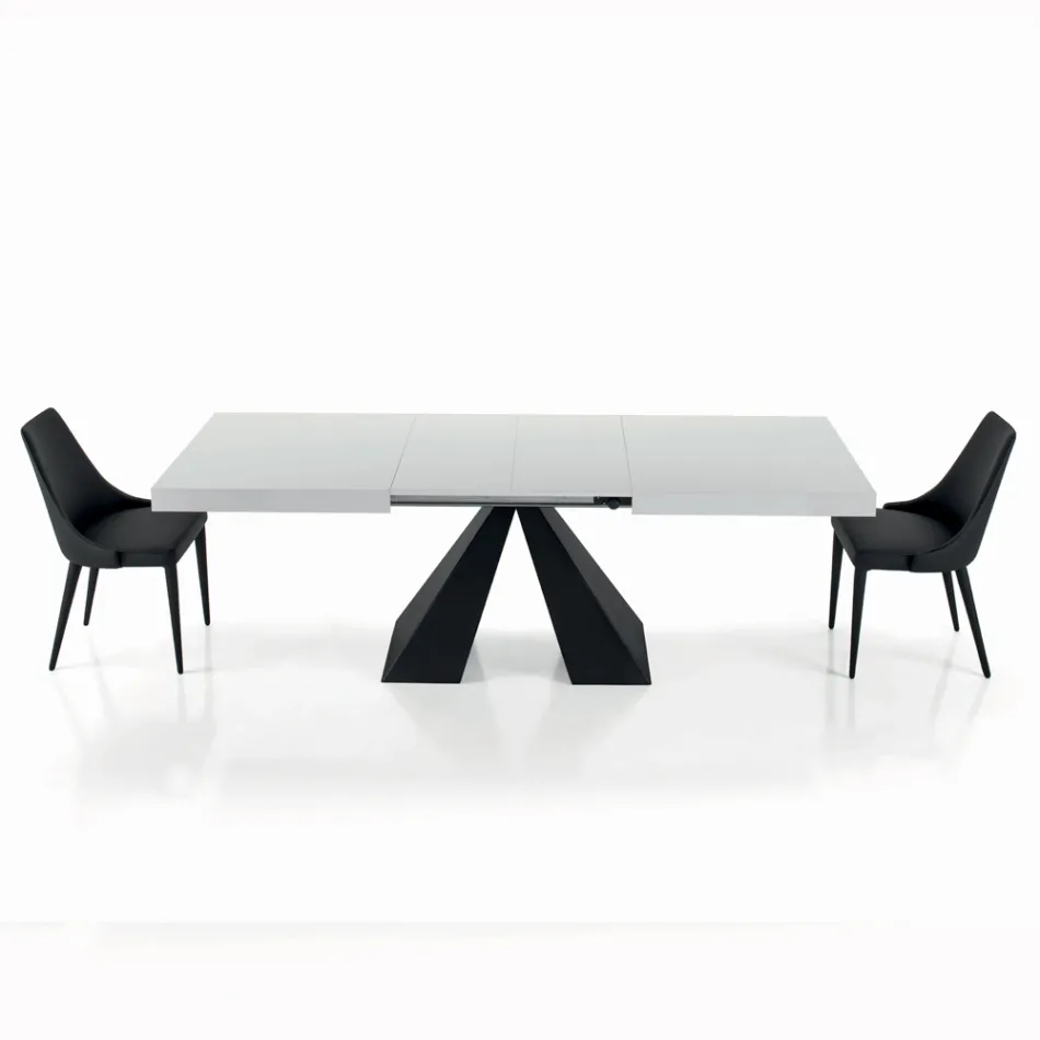 Extendable Table with Central Opening and Folding Edge Made in Italy - Dalmatian Viadurini