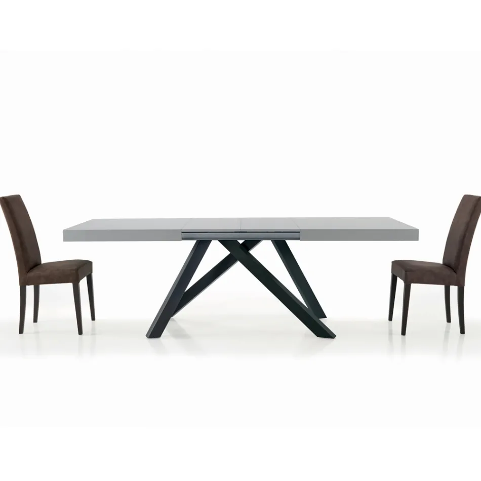 Extendable Table with Synchronized Central Opening in Laminate - Settimmio Viadurini
