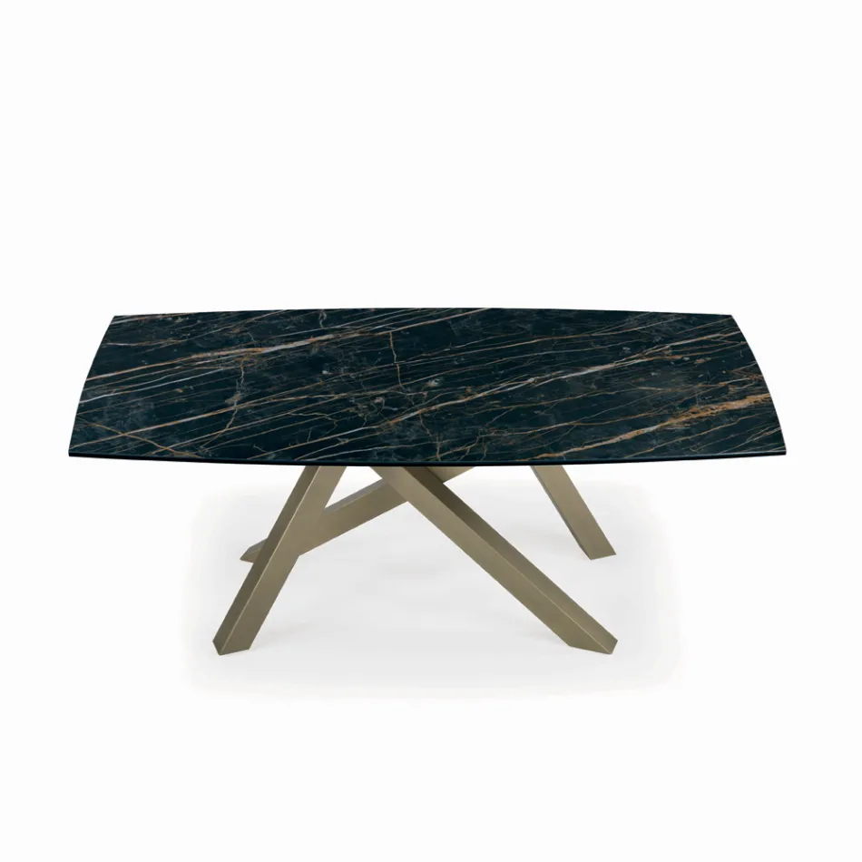 Extendable Table with Base and Top in Different Finishes Made in Italy - Settimmio Viadurini