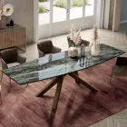 Extendable Table with Base and Top in Different Finishes Made in Italy - Settimmio Viadurini