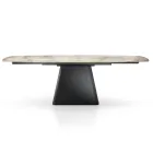 Extendable Table with Steel Base and Ceramic Top in Marble Finish - Emilia  Viadurini