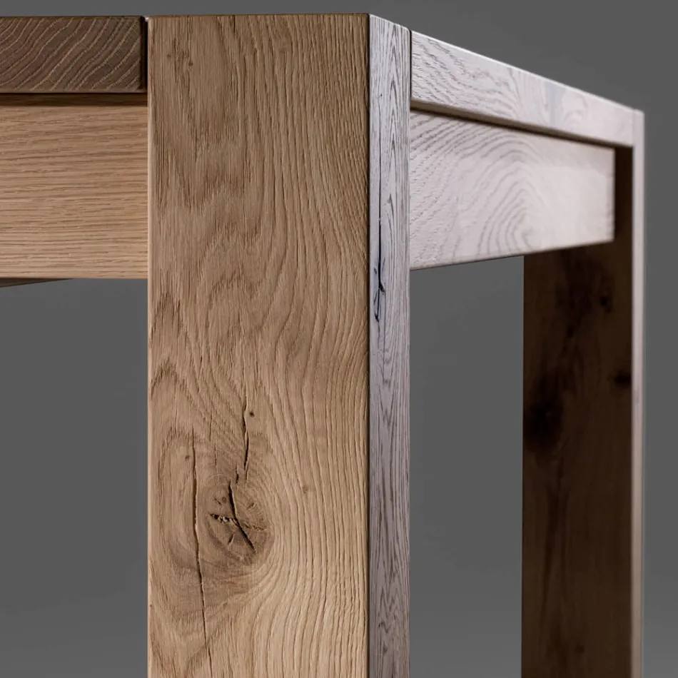 Extendable Table with Veneered Legs and Top Made in Italy - Tash Viadurini