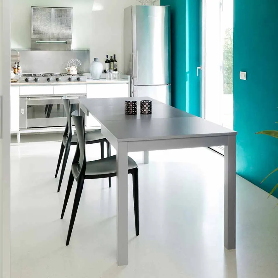 Extendable table with legs in beech wood, L130 / 210xP80cm, Denisio Viadurini