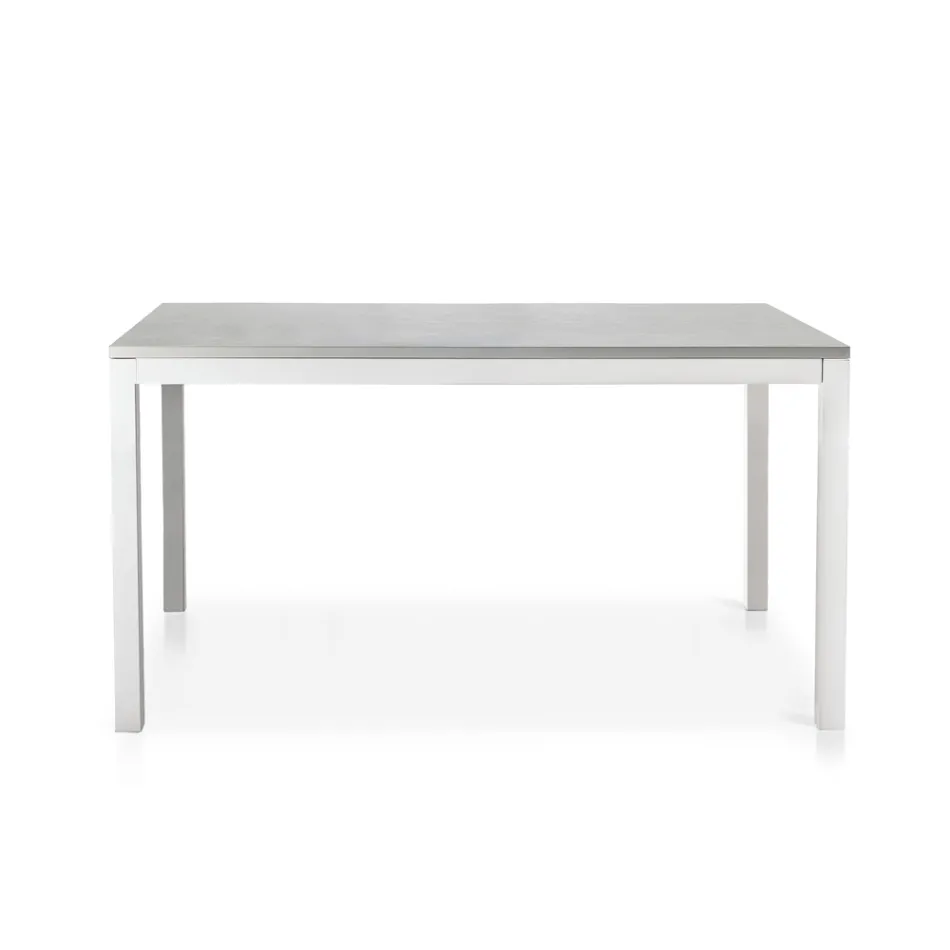 Extendable Table with White Metal Legs and Melamine Top - Shaila Viadurini