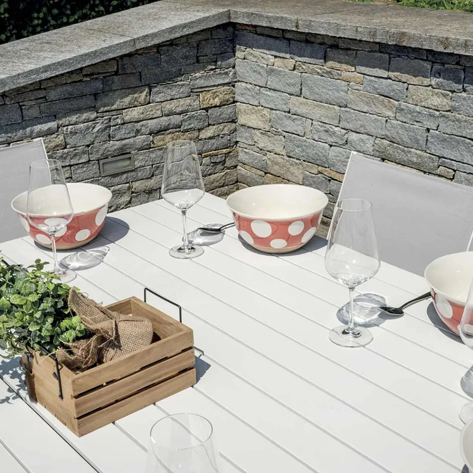 Extendable Table with Sliding Legs and Aluminium Slatted Top - Supernova Viadurini