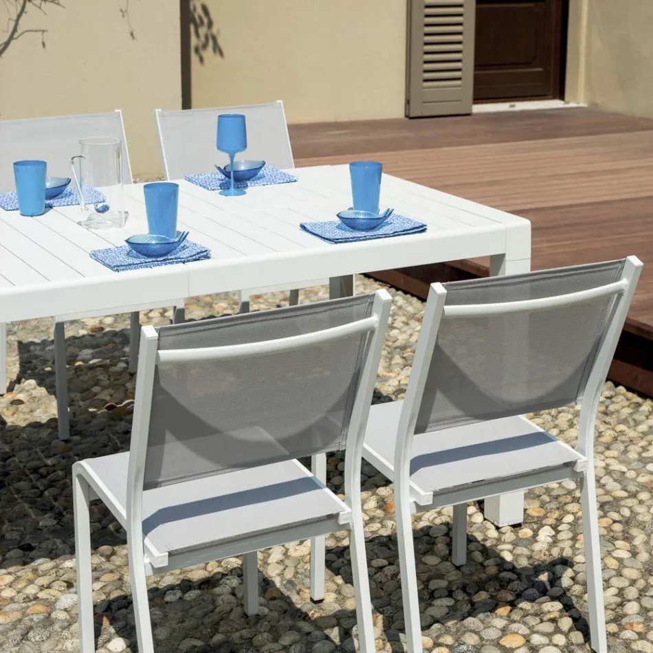 Extendable Table with Sliding Legs and Aluminium Slatted Top - Supernova Viadurini