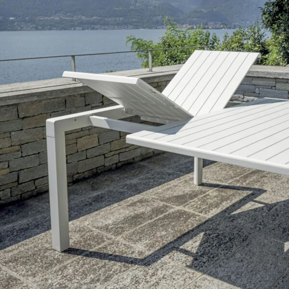 Extendable Table with Sliding Legs and Aluminium Slatted Top - Supernova Viadurini