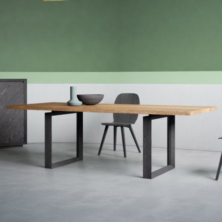 Extendable Table with Debarked Top and Edge Made in Italy - Aravis Viadurini