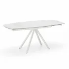 Extendable table with ceramic top and metal legs, Lozzolo Viadurini