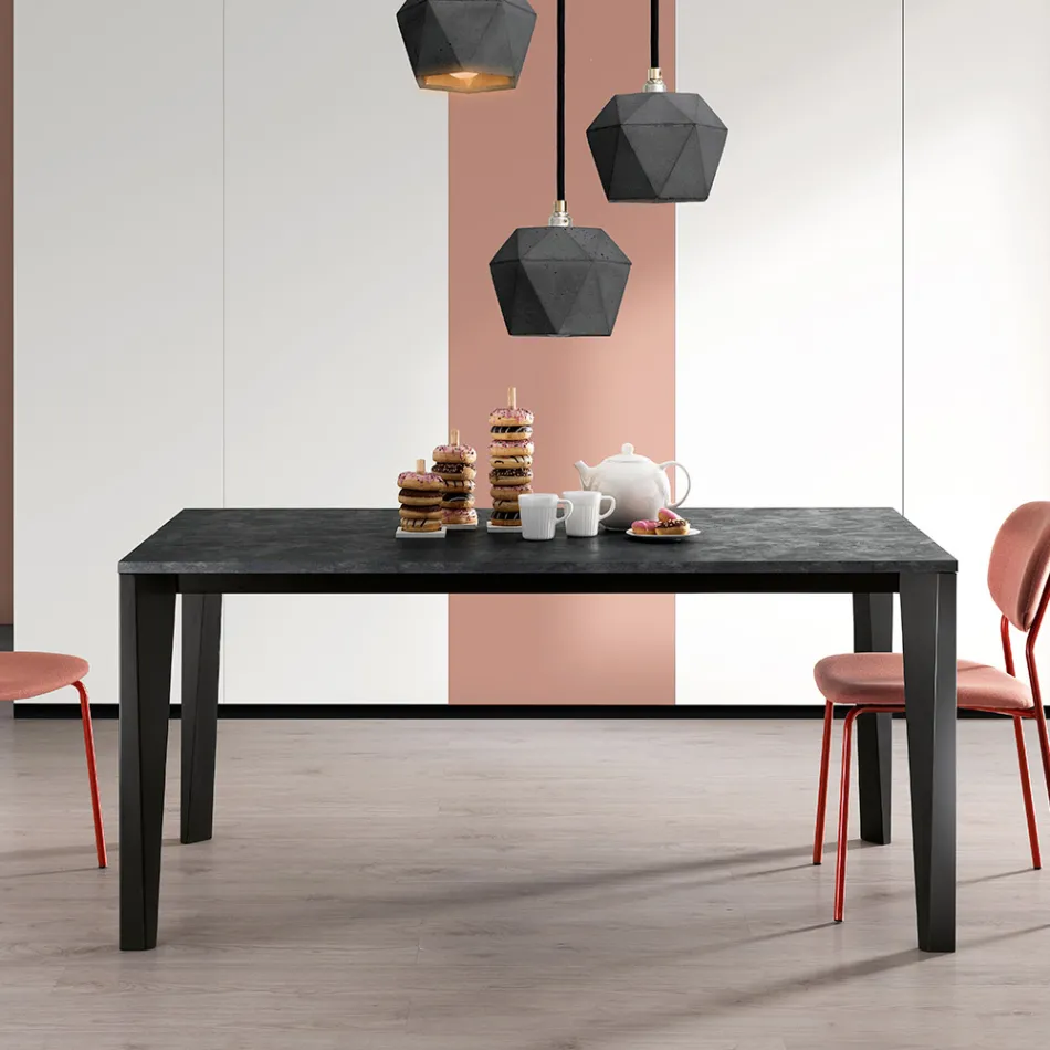 Extendable Table with Melamine Top and Metal Base - Ariel Viadurini