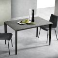 Extendable Table with Marble Melamine Top and Anthracite Legs - Ariel