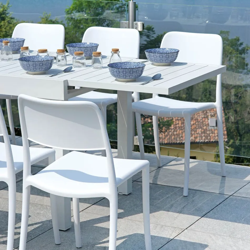 Outdoor Extendable Table with Aluminium Slatted Top - Supernova Viadurini