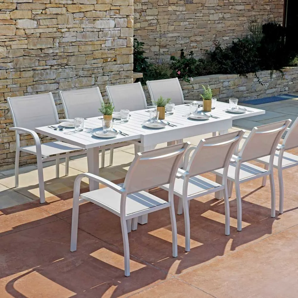 Outdoor Extendable Table with Aluminium Slatted Top - Supernova Viadurini
