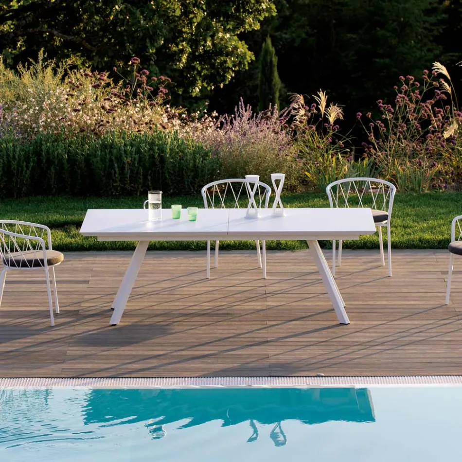 Extendable Garden Table in Galvanized Steel Made in Italy - Brienne Viadurini