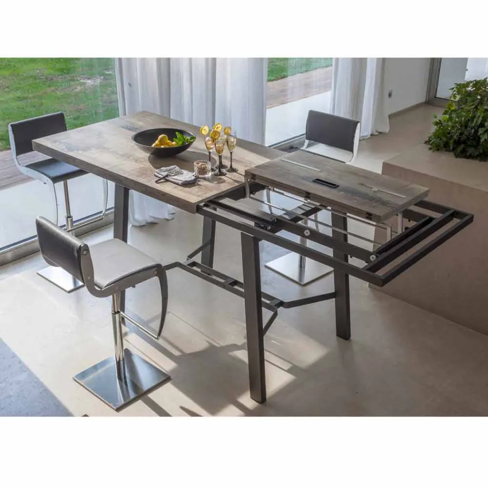 Extendable Dining Table in Wood and Metal up to 280 cm - Gallotto Viadurini