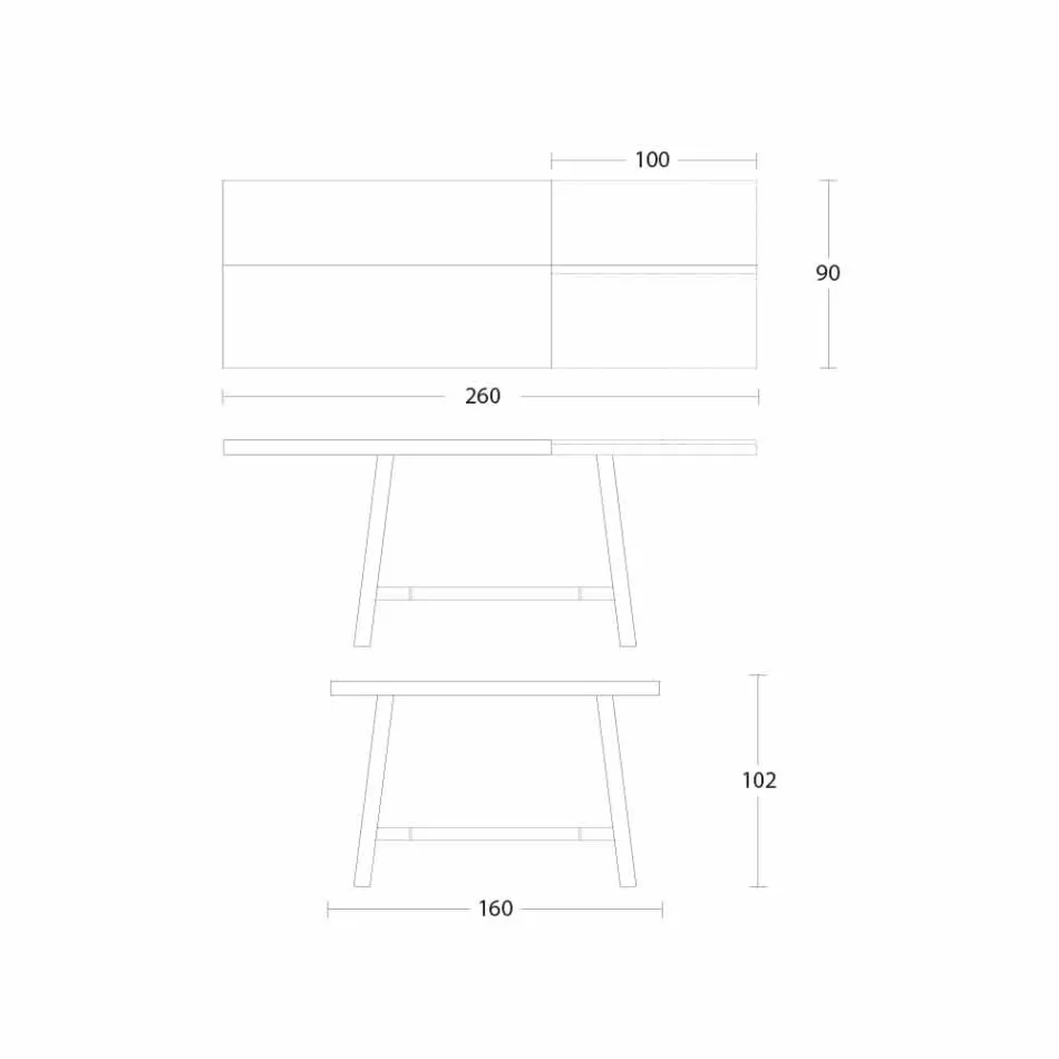 Extendable Dining Table in Wood and Metal up to 280 cm - Gallotto Viadurini