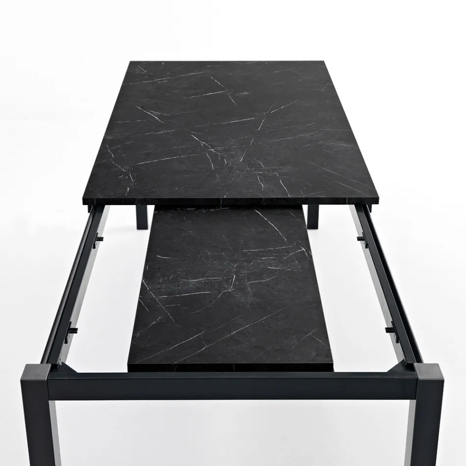 Extendable Lounge Table with Melamine Top and Metal Legs - Shaila Viadurini