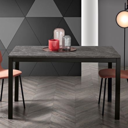 Extendable Lounge Table with Melamine Top and Metal Legs - Shaila Viadurini