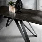 Extendable Lounge Table in Metal and Glass Ceramic Made in Italy - Meluso Viadurini