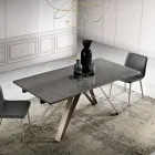 Extendable Lounge Table in Metal and Glass Ceramic Made in Italy - Meluso Viadurini