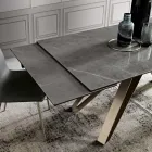 Extendable Lounge Table in Metal and Glass Ceramic Made in Italy - Meluso Viadurini