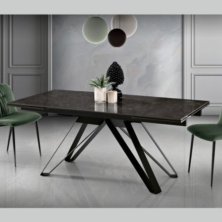 Extendable Lounge Table in Metal and Glass Ceramic Made in Italy - Meluso Viadurini