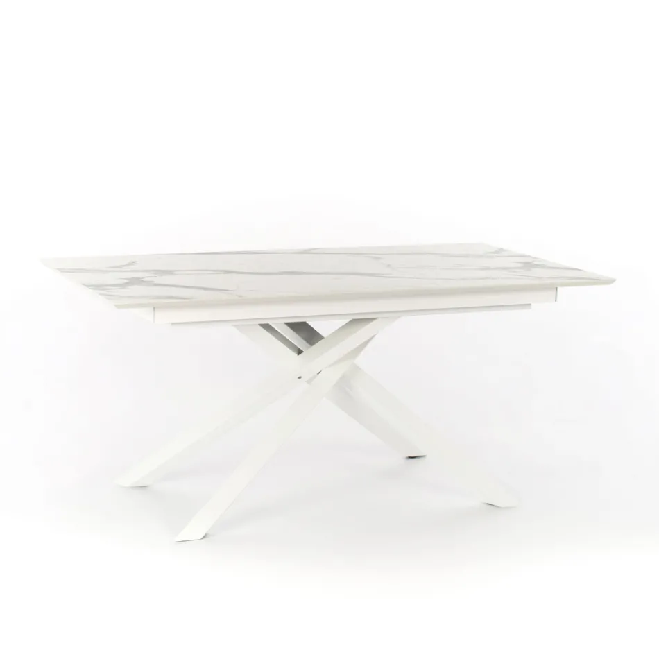 Extendable design table with metal legs, Lucera Viadurini