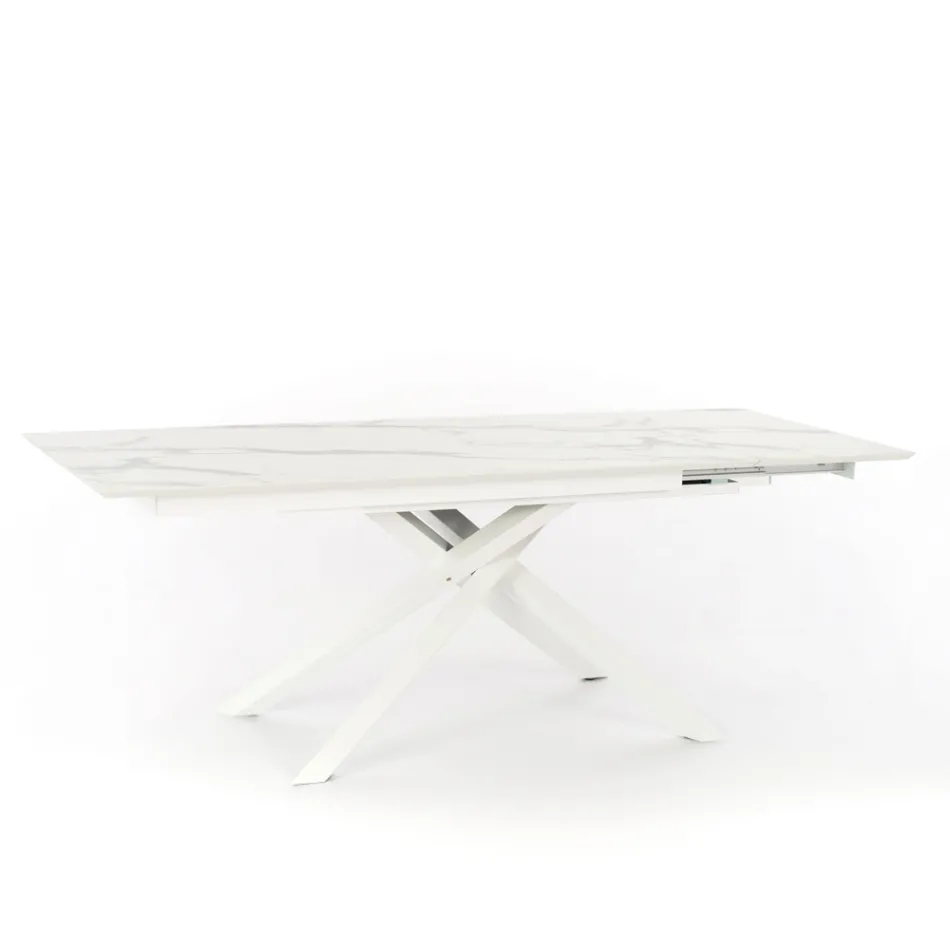 Extendable design table with metal legs, Lucera Viadurini