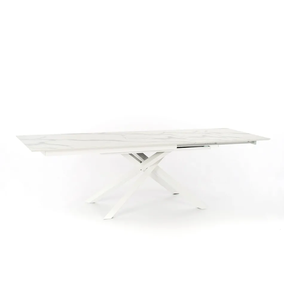 Extendable design table with metal legs, Lucera Viadurini