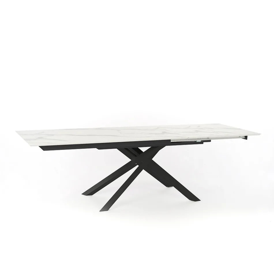 Extendable design table with metal legs, Lucera Viadurini