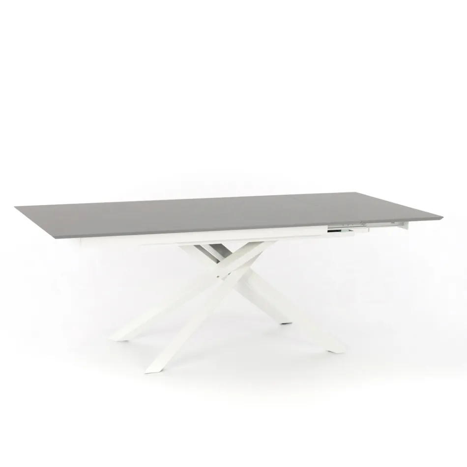 Extendable design table with metal legs, Lucera Viadurini